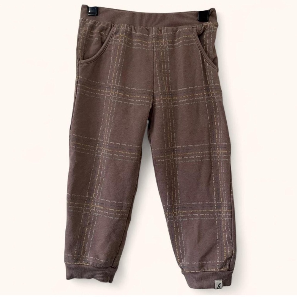 24M Easy Peasy Organic Cotton Modal Windowpane Plaid Minimalist Joggers